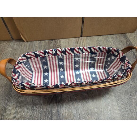 Longaberger 1994 American Blue Red Long Narrow Basket Liner Protector 12" - Picture 2 of 6